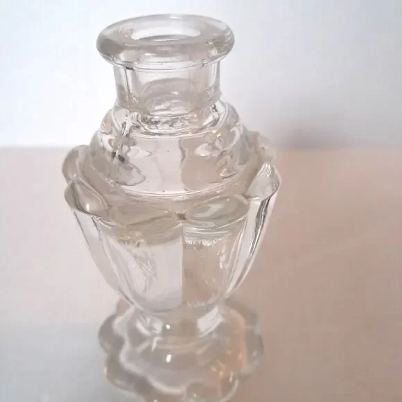 Perfume Bottle With Fan Stopper Vintage Large Clear Glass Footed 8" - Picture 6 of 10
